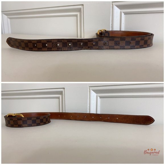 Authentic Louis Vuitton Damier Ebene Canvas Leather Mini 25mm Buckle Belt 80/32 main image 8